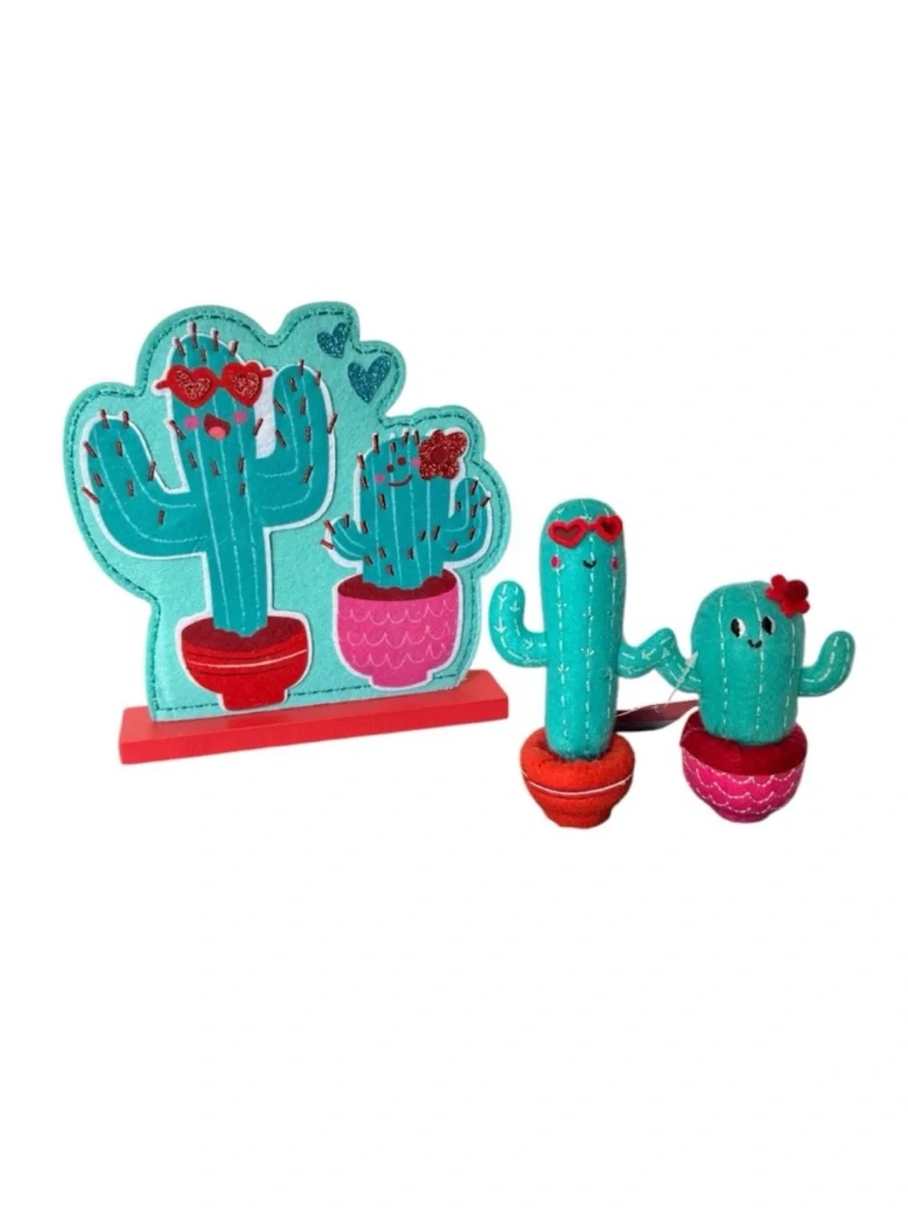 Target Cactus Valentines Day Tabletop Decor Green Pink Red NWT